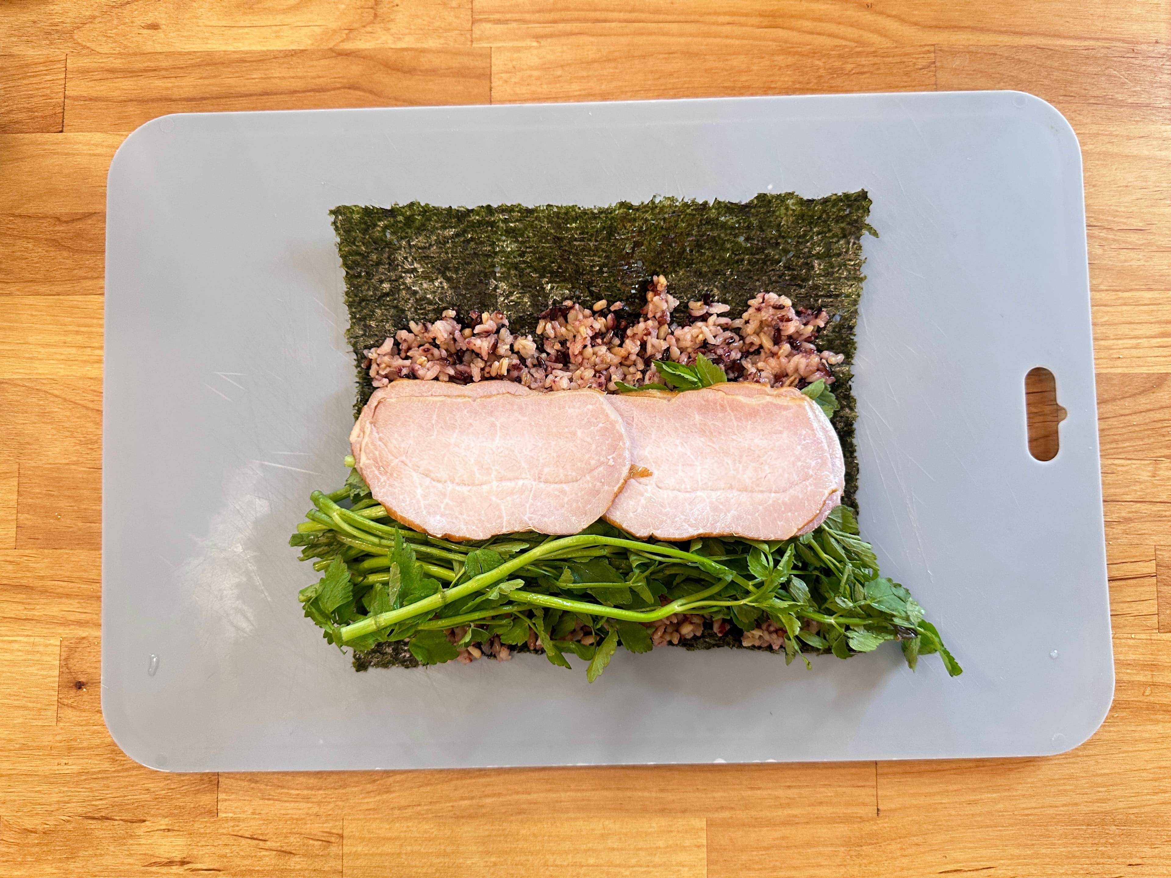 무설탕 햄 미나리 김밥 3단계